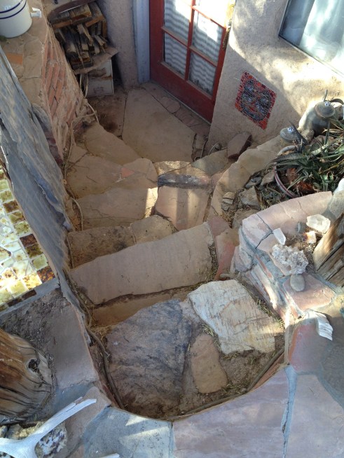 looking down garden steps to Kay's casita